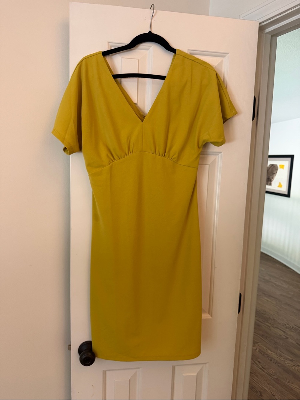 Donna Morgan V-Neck Mustard Dress